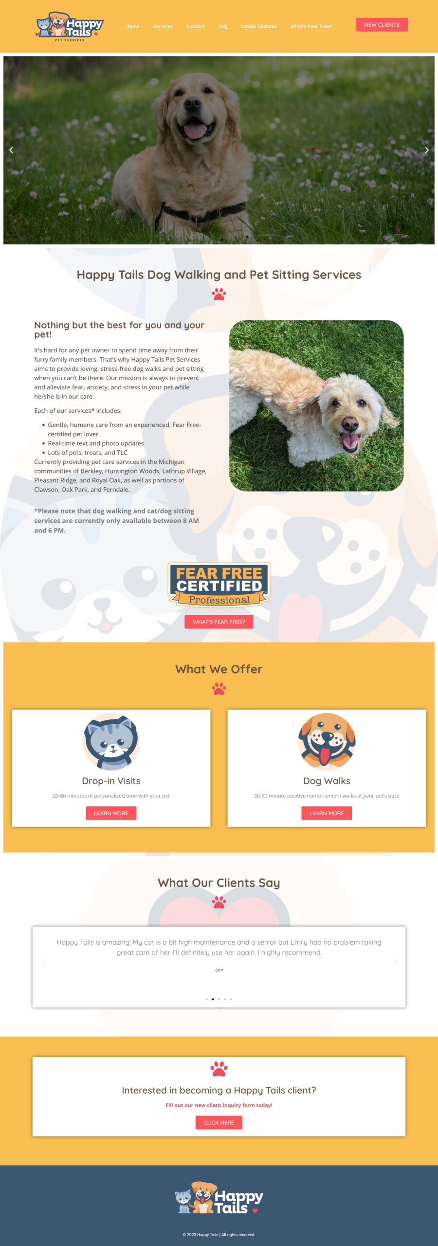 Happy Tails Pet Services Web Design