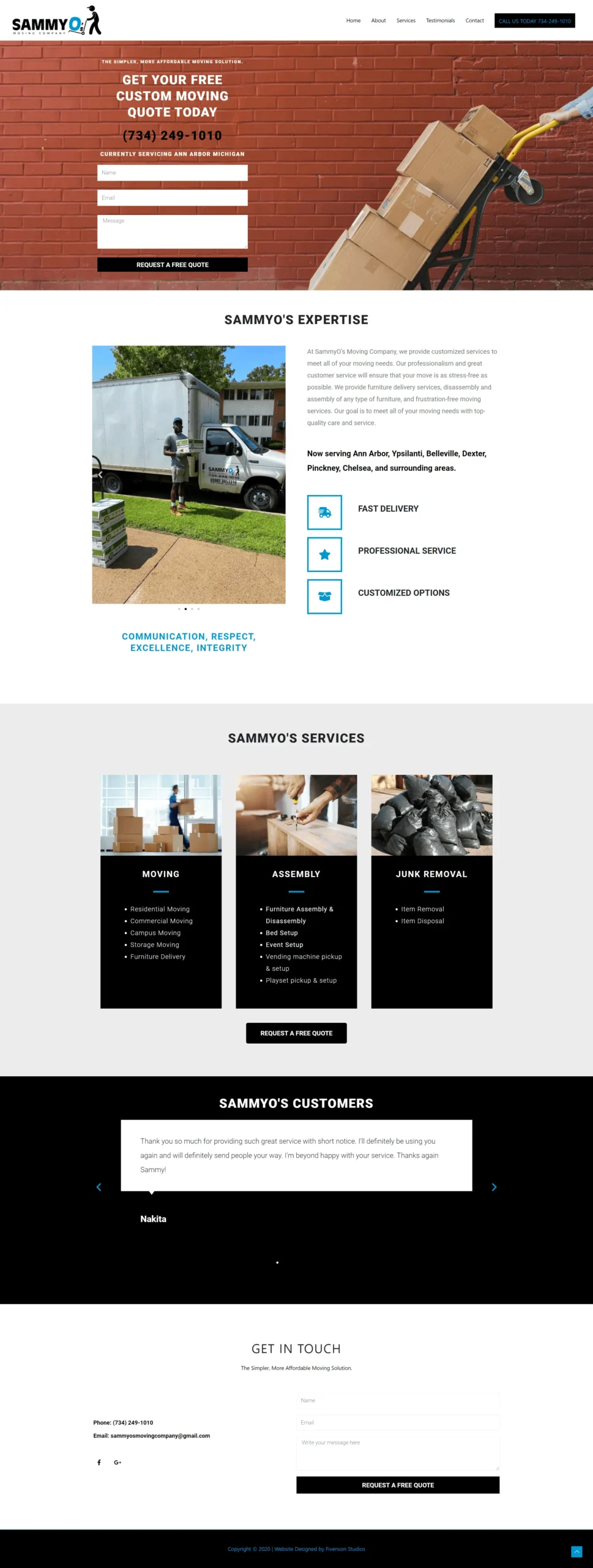 SammyOs Moving Company Web Design