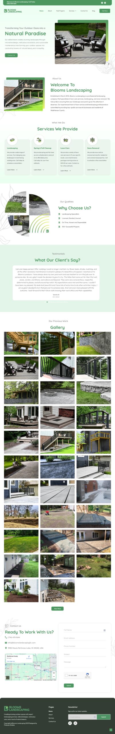 Blooms Landscaping Web Design