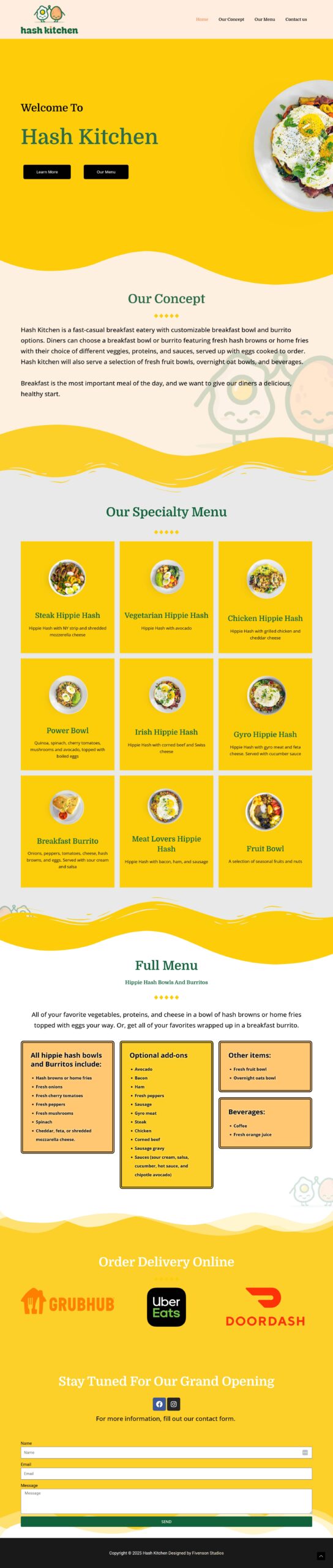 Hash Kitchen Web Design