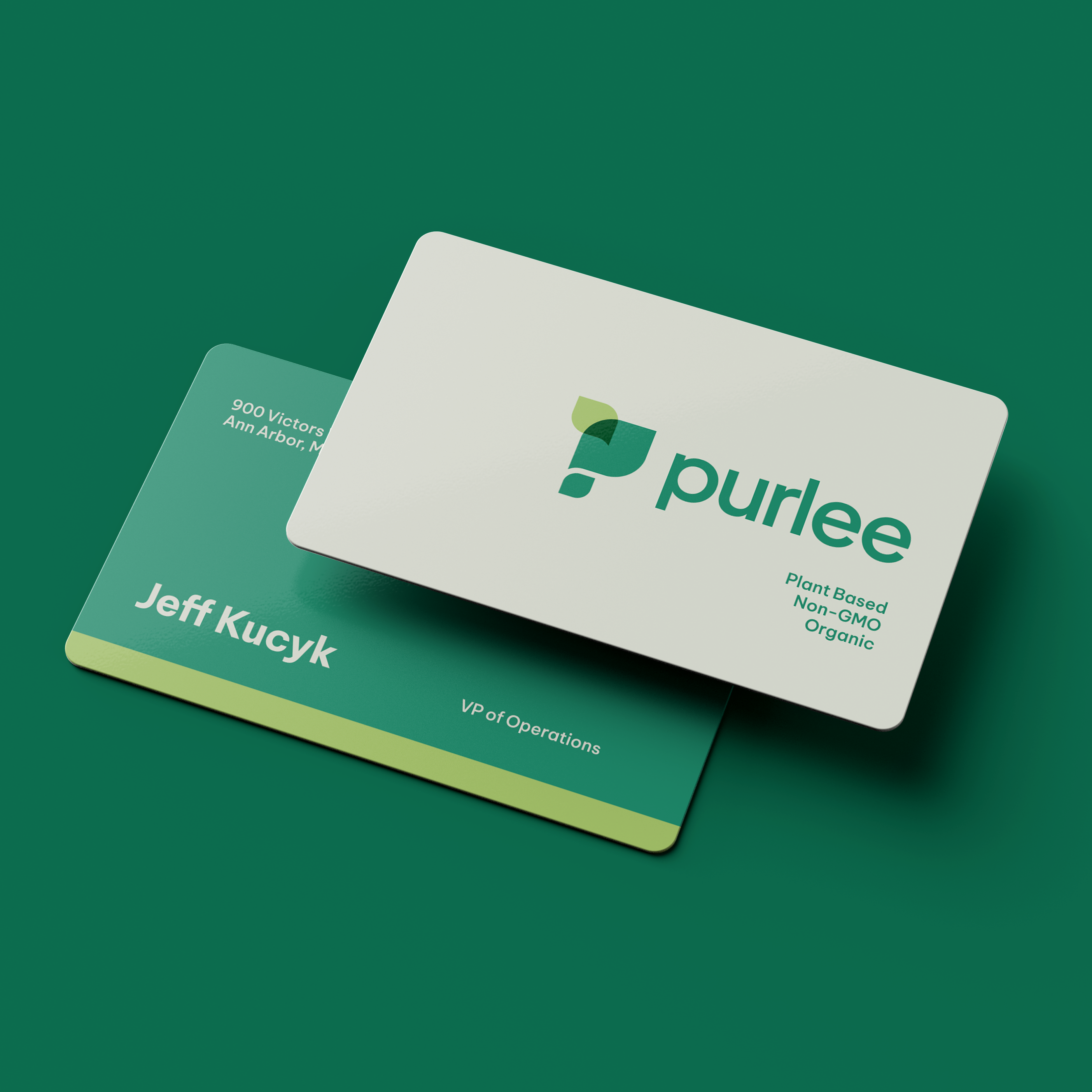 Purlee brand identity and business card design